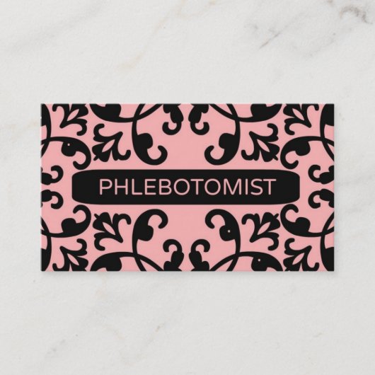 Phlebotomie Peach Damask Business Card Visitenkarte (Vorderseite)