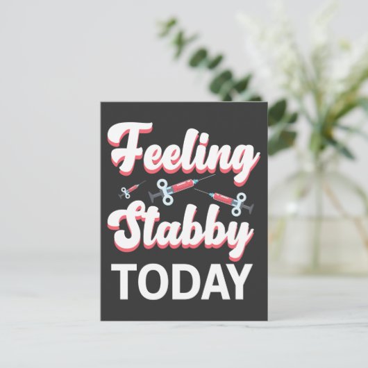 Phlebotomie Spaß Spritze Zeichn Blutvenupunktur Postkarte (Stehend Vorderseite)