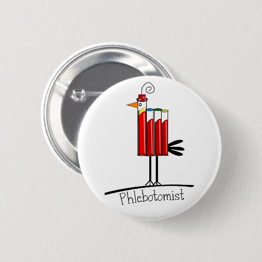 Phlebotomist "Blut-Rohr-Vogel-" Geschenke Button (Vorne & Hinten)
