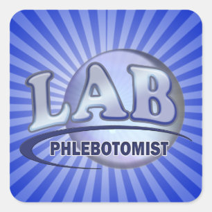 PHLEBOTOMIST Fun Blue LOGO Quadratischer Aufkleber