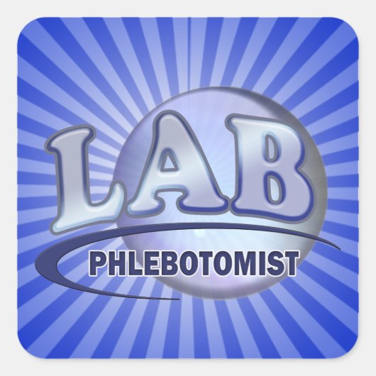 PHLEBOTOMIST Fun Blue LOGO Quadratischer Aufkleber (Vorderseite)