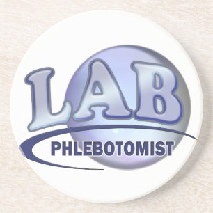 PHLEBOTOMIST Fun Blue LOGO Sandstein Untersetzer