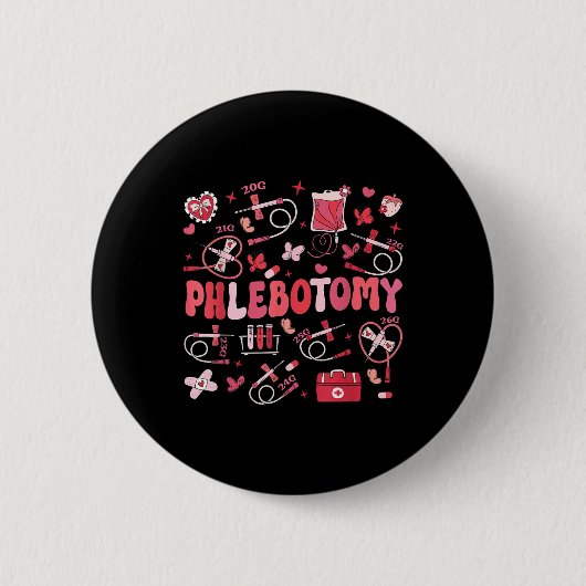 Phlebotomist Herz Phlebotomy Nurse Tech Gift Vale Button (Vorderseite)