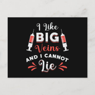 Phlebotomist Ich mag Big Veins Nurse Phlebotomie Postkarte