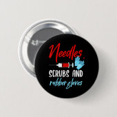 Phlebotomist Needles Scrubs Gloves Phlebotomie Tec Button (Vorne & Hinten)
