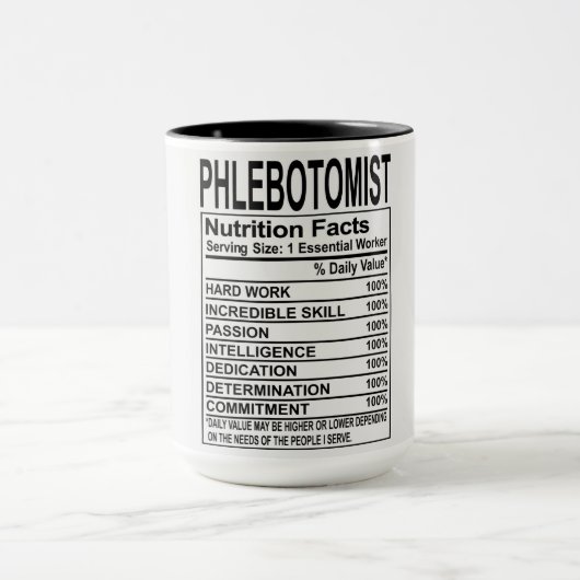 Phlebotomist Nutrition Fakten Tasse (Zentrum)