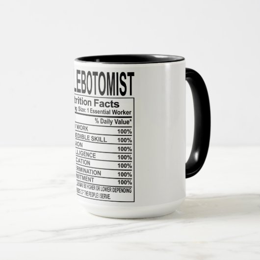 Phlebotomist Nutrition Fakten Tasse (VorderseiteRechts)