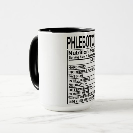 Phlebotomist Nutrition Fakten Tasse (Vorderseite Links)