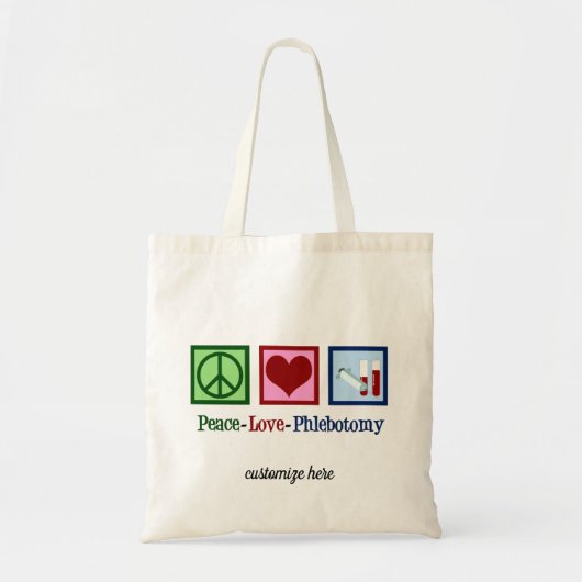Phlebotomist Peace Liebe Phlebotomy Custom Tragetasche (Vorne)
