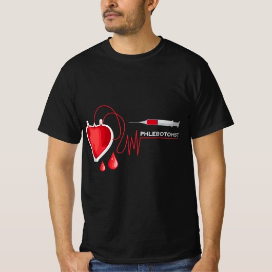 Phlebotomist Phlebotomy Syringe Veins Heart Pulse  T-Shirt (Vorderseite)
