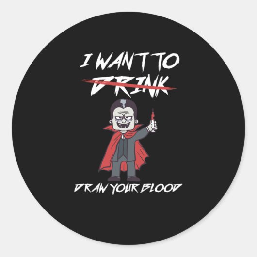 Phlebotomist Phlebotomy Vampire Blood Syringe Gift Runder Aufkleber (Vorderseite)