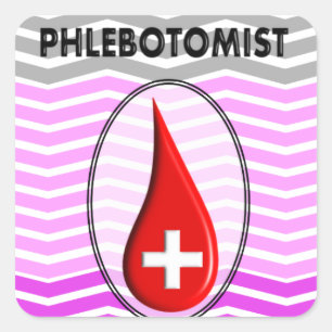 Phlebotomist Pink Zickzack Blutfallen Quadratischer Aufkleber