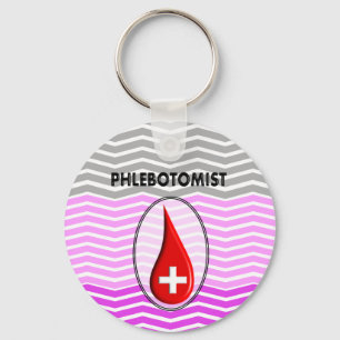 Phlebotomist Pink Zickzack Blutfallen Schlüsselanhänger