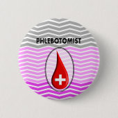 Phlebotomist rosa Zickzack Blut-Tropfen Button (Vorderseite)