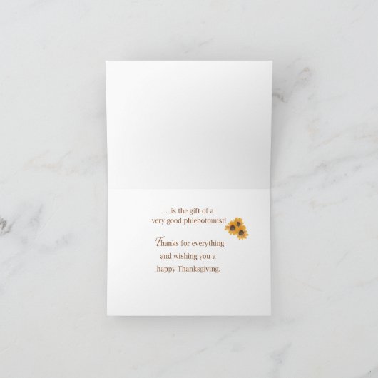 Phlebotomist Segen am Erntedank Sonnenblume Karte (Innenseite)