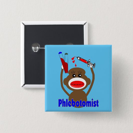 Phlebotomist Sock Monkey Button (Vorne & Hinten)