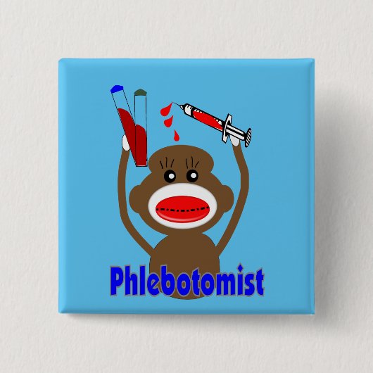Phlebotomist Sock Monkey Button (Vorderseite)