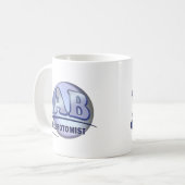 PHLEBOTOMIST Spaß-Blau LOGO Kaffeetasse (Vorderseite Links)