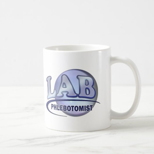 PHLEBOTOMIST Spaß-Blau LOGO Kaffeetasse (Rechts)