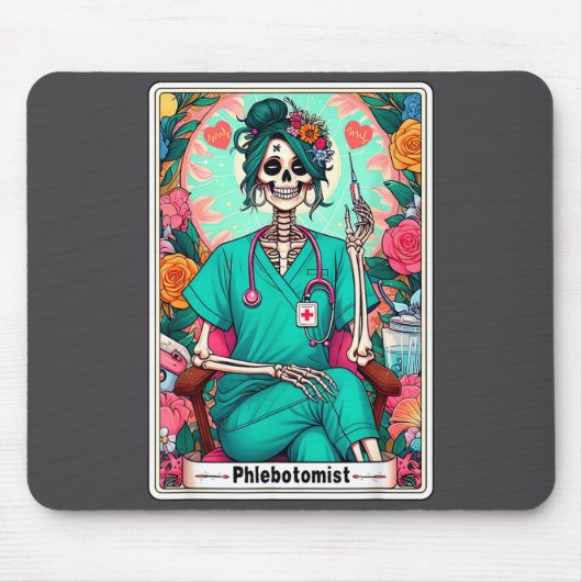 Phlebotomist Tarot Card Skeleton Phlebotomy Tech P Mousepad (Vorne)