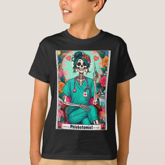 Phlebotomist Tarot Card Skeleton Phlebotomy Tech P T-Shirt (Vorderseite)