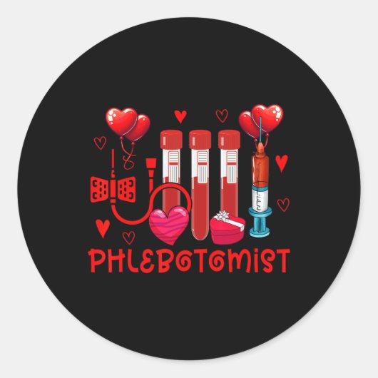 Phlebotomist Valentine's Day Phlebotomist Tools Cu Runder Aufkleber (Vorderseite)