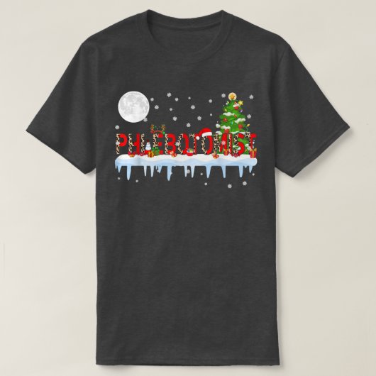 Phlebotomist Xmas Tree Light Leopard Weihnachtsman T-Shirt (Design vorne)
