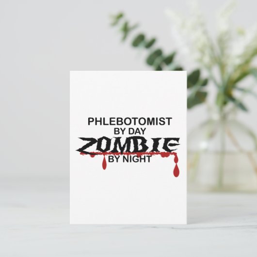 Phlebotomist Zombie Postkarte (Stehend Vorderseite)