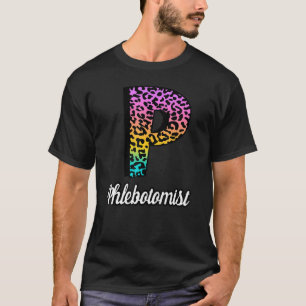 Phlebotomistische Crew Buntes Leopardenstethoskop T-Shirt