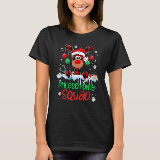 Phlebotomy Squad Christmas Phlebotomist Tech Reind T-Shirt (Vorderseite)