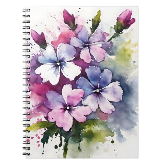 Phlox - Aquarellblumen Notizblock (Vorderseite)