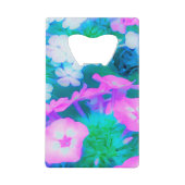 Phlox-Blume in Rosa, Grün, Blau und Weiß. Geldbeutel Flaschenöffner (Vorderseite)