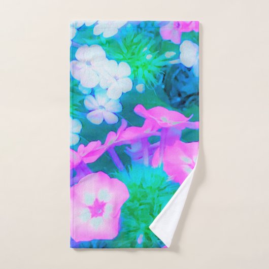 Phlox-Blume in Rosa, Grün, Blau und Weiß. Handtuch (Handtuch)