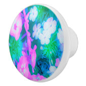 Phlox-Blume in Rosa, Grün, Blau und Weiß. Keramikknauf (Rechts)