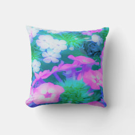 Phlox-Blume in Rosa, Grün, Blau und Weiß. Kissen