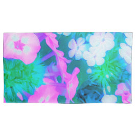 Phlox-Blume in Rosa, Grün, Blau und Weiß. Kissenbezug