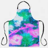 Phlox-Blume in Rosa, Grün, Blau und Weiß. Schürze (Vorderseite)