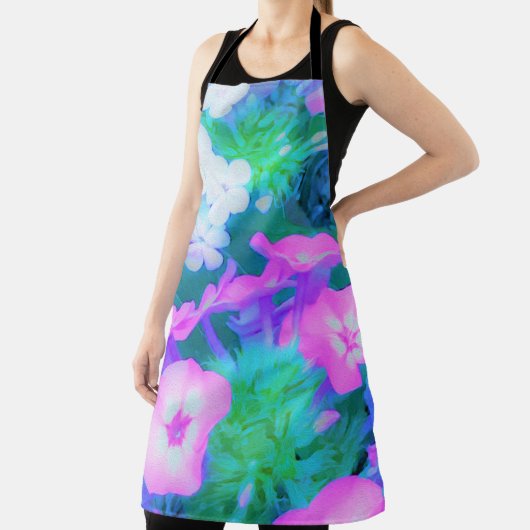 Phlox-Blume in Rosa, Grün, Blau und Weiß. Schürze (InSitu)