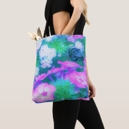 Phlox-Blume in Rosa, Grün, Blau und Weiß. Tasche