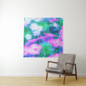 Phlox-Blume in Rosa, Grün, Blau und Weiß. Wandteppich (Beispiel)