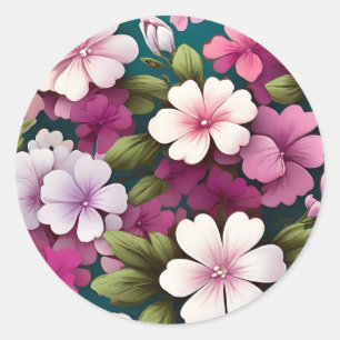 Phlox farbiges Muster Runder Aufkleber