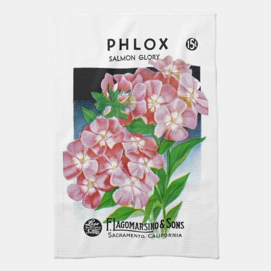 Phlox Seed Packet Etikett Handtuch (Vertikal)