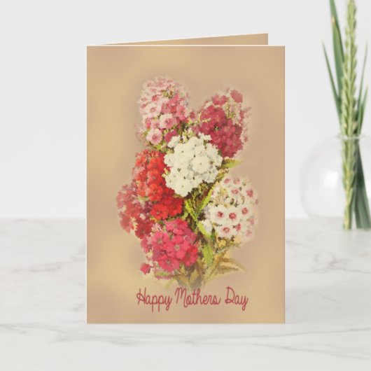 Phloxes Blume Vintag Happy Mutter Tag Karte (Vorderseite)