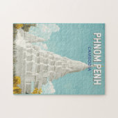 Phnom Penh Cambodia Illustration Travel Art Retro Puzzle (Horizontal)