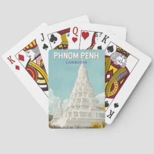 Phnom Penh Cambodia Illustration Travel Art Retro Spielkarten