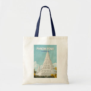 Phnom Penh Cambodia Illustration Travel Art Retro Tragetasche