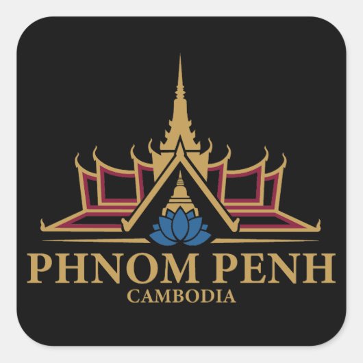Phnom Penh Cambodia Southeast Asia Quadratischer Aufkleber (Vorderseite)