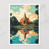 Phnom Penh Cambodia Vintage Travel Illustration Postkarte (Vorderseite)