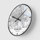 Phnom Penh Clock City Line Art Runde Wanduhr (Winkel)
