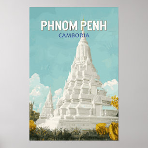 Phnom Penh Kambodscha Illustration Reise Kunst Ret Poster